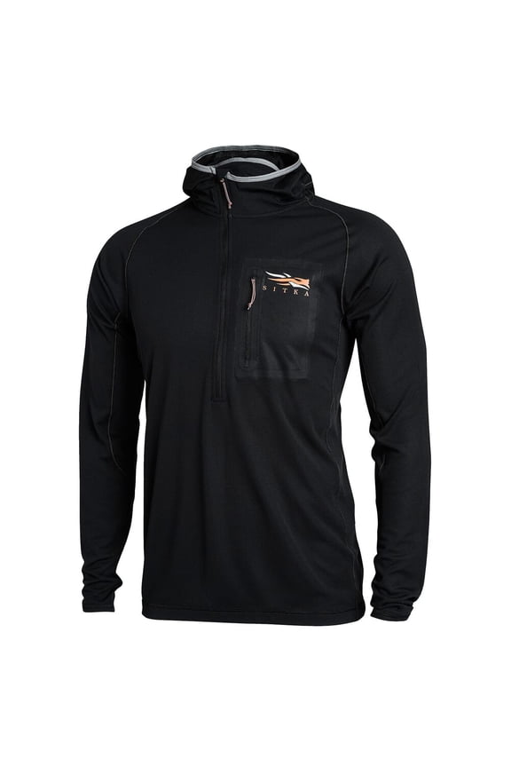 Sitka CORE Lightweight Hoody, Black, XXX-Large, Quick-Dry Stretch Knit, Built-In Mesh Face Mask (10066-BK-3XL)