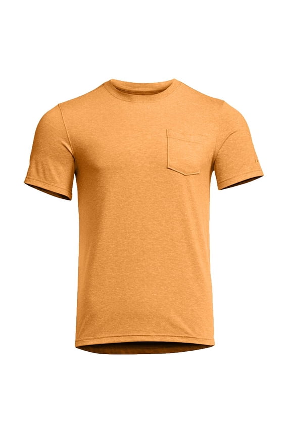 Essential SS Crew T-Shirt, Ember Heather, Medium, Recycled Polyester, Hemp, UPF 50, Crew-Neck, Pocket Style (600184-EMBH-M)