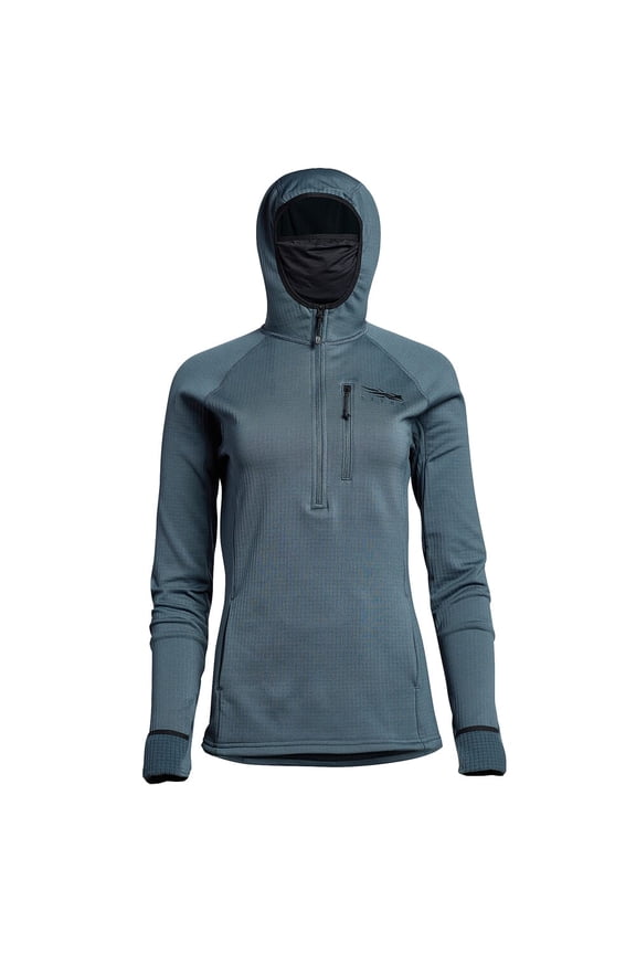Women's Fanatic Hoody, Storm, X-Large, Micro-Grid Fleece, Built-In Face Mask, Kangaroo Pocket, Polyester/Spandex (70021-SM-XL)