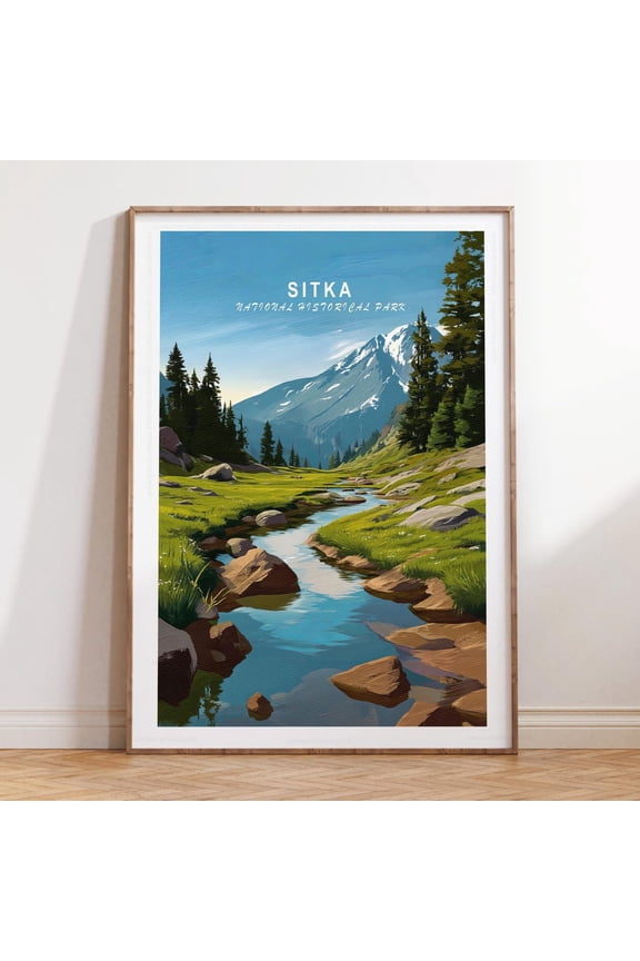 Sitka National Historical Park Alaska Minimalist Cityscape Art V2, Unframed Paper Print Size 8x12