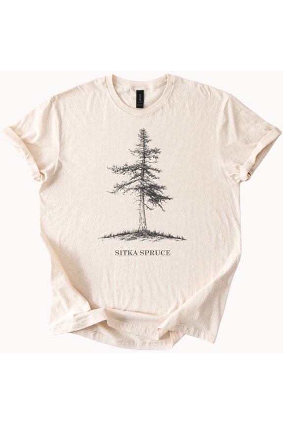 Sitka Spruce Tree Line Art Nature Forest T-Shirt