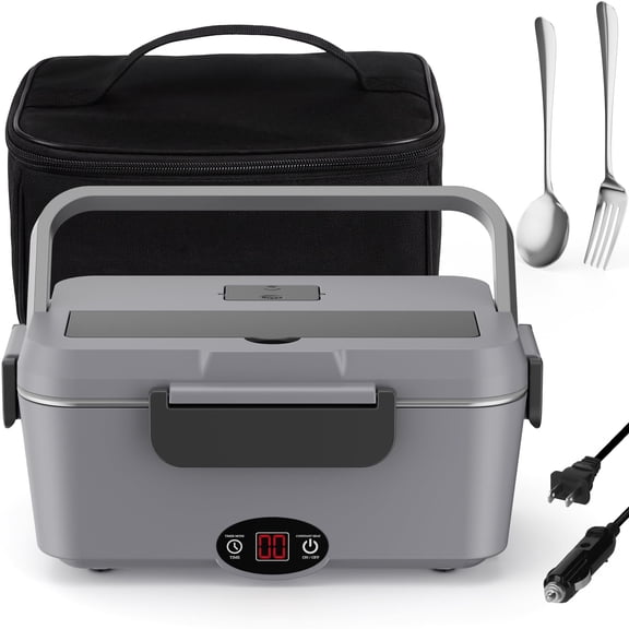 Sitlais Electric Lunch Box, 1.8 L Portable Food Heater with Timer and Stainless Steel Container