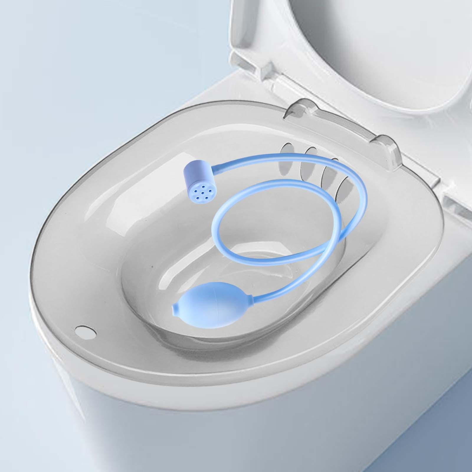 Sits Bath Bidet Hip Bath Portable with Flusher Comfortable Toilet Seat Basin Washing Bowl Cleansing Basin for Travel Restroom Grey B