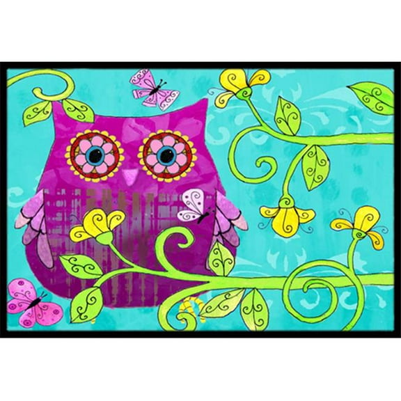 Sittin In The Flowers Owl Indoor & Outdoor Mat - 18 x 27 in.
