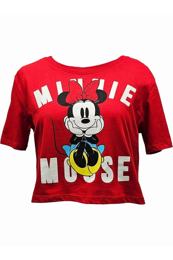Minnie Sitting Red Junior Crop Top, XS-XL (Women's)