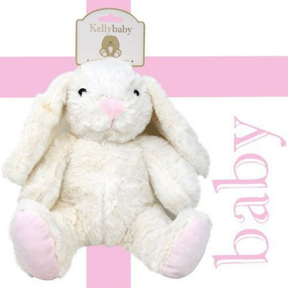 Sitting 9.5" Cream Baby Bunny W/ Rattle.