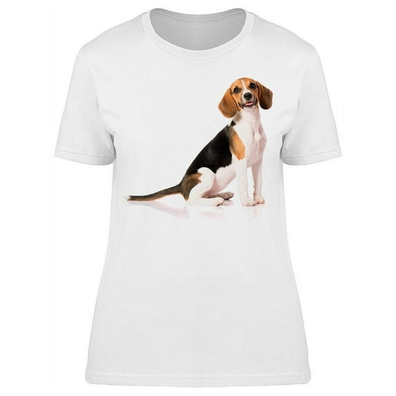 Sitting Beagle Smiling T-Shirt Women -Image by Shutterstock, Female Large