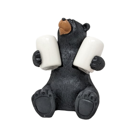 Sitting Bear Salt and Pepper Shaker Holder – Rustic Black Bear Kitchen Table Decor for Cabin, Lodge, or Home – Wildlife Resin Bear Figurine with Ceramic Shakers – Gift for Nature or Animal Lovers
