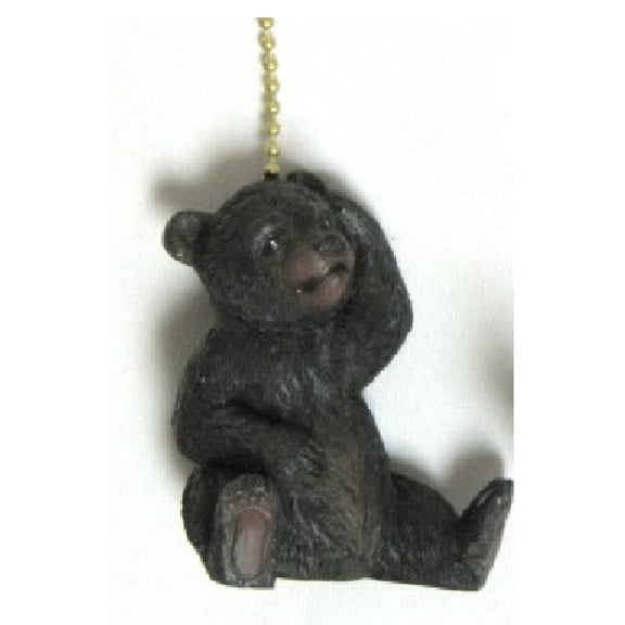 Sitting Black Bear With Paw On Head Fan Pull New