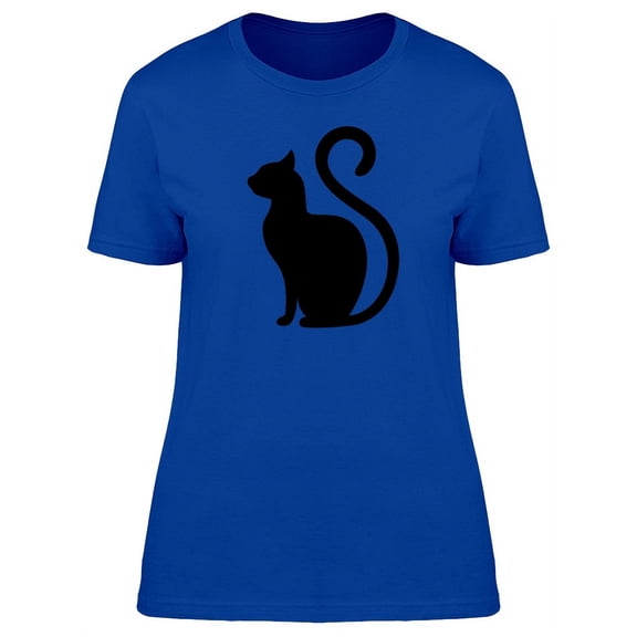Sitting Black Cat Silhouette T-Shirt Women -Image by Shutterstock, Female Small