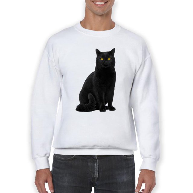 Black Cat Knit Print Men's Sweatshirt