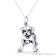 thumbnail image 1 of Sitting Boxer Puppy Dog Lover Animal Charm 31x18mm (1.2x0.7in) Pendant in Oxidized .925 Sterling Silver, 1 of 1
