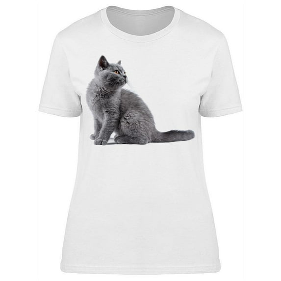Sitting British Shorthair Kitty T-Shirt Women -Image by Shutterstock, Female Small
