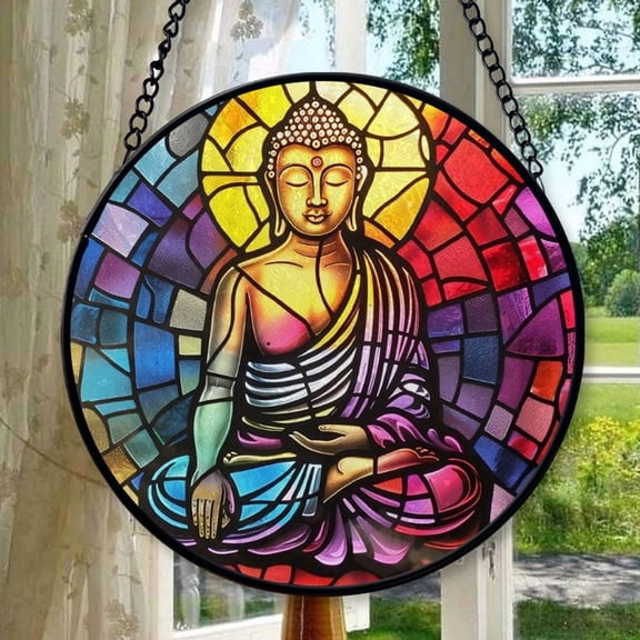 Sitting Buddha: Stained Glass-Style Christmas Ornament - Made With Real Glass, Stained Glass Ornament 2025, Holiday Decoration, Seasonal Keepsake Gift, Unique Collectible, Window
