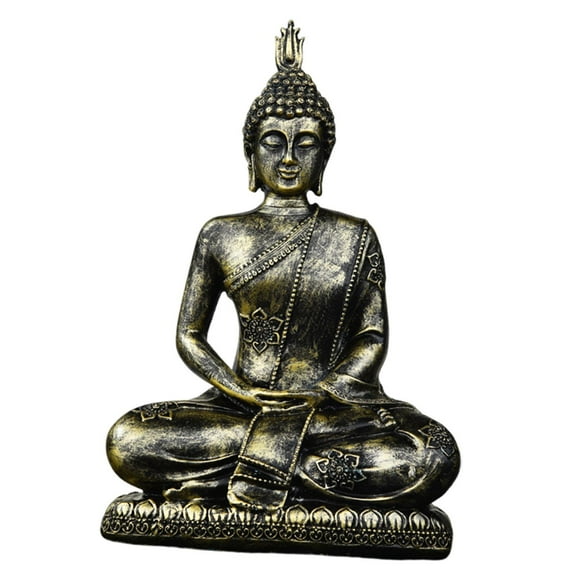 Sitting Buddha Statue Resin Figurine Sculpture Unique Zen Design Art Meditation Decor for Desk Living Room