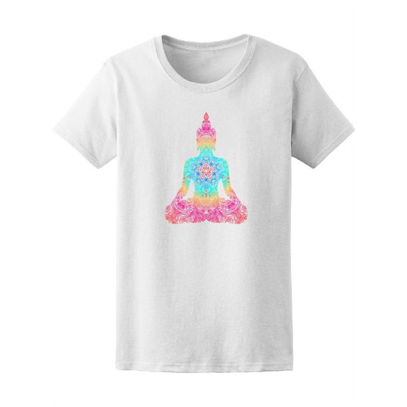 Sitting Buddha Washed Colors Tee Women's -Image by Shutterstock