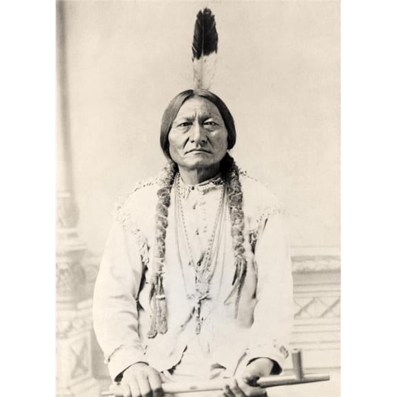 Sitting Bull Born Circa 1831 Died 1890 Hunkpapa Lakota Sioux Holy Man Portrait on A 19th Century Cabinet Card Poster Print, 24 x 34