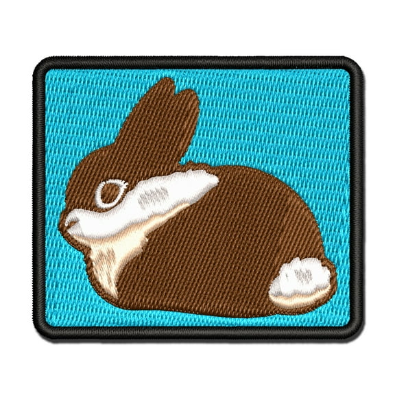 Sitting Bunny Rabbit Loaf Applique Multi-Color Embroidered Iron-On Patch - 2.0 Inch Mini