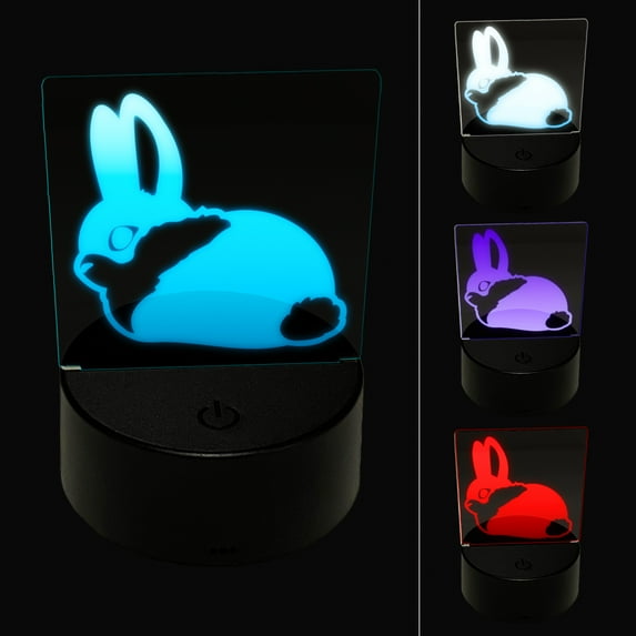Sitting Bunny Rabbit Loaf LED Night Light Sign 3D Illusion Desk Nightstand Lamp