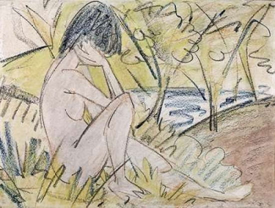 Sitting By The Lake Canvas Art - Otto Mueller (22 x 28)