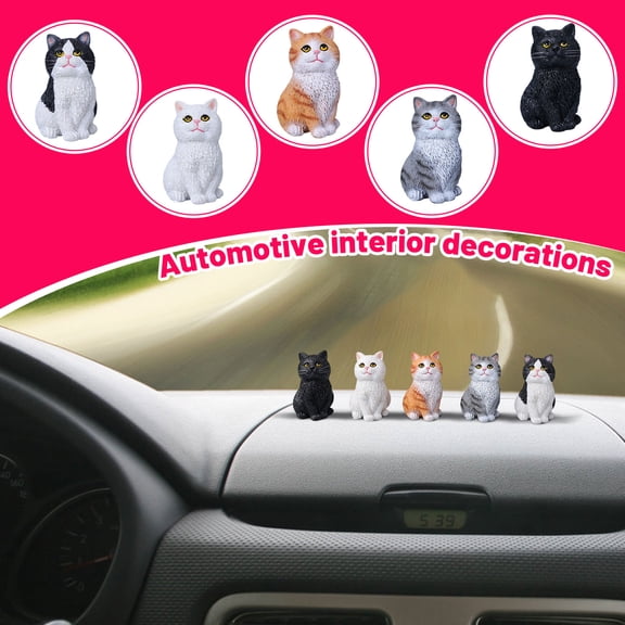 Sitting Cat Figurine Statue Pet Model Cute Car Interior Decoration Dashboard Ornament Home Decor Garden Statue - Collectible Animal Toy Gift for Cat Lovers Gifts Black, 2.3"