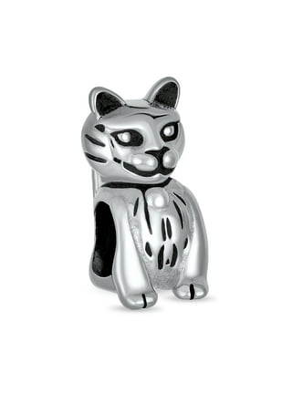 Silver Cat Head Charm  Compatible with Pandora Bracelets – Planet Charms