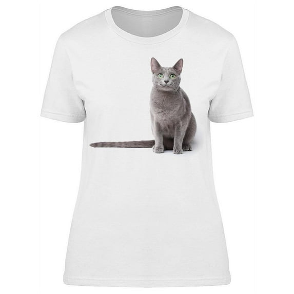 Sitting Cat Long Tail Russian T-Shirt Women -Image by Shutterstock, Female Large