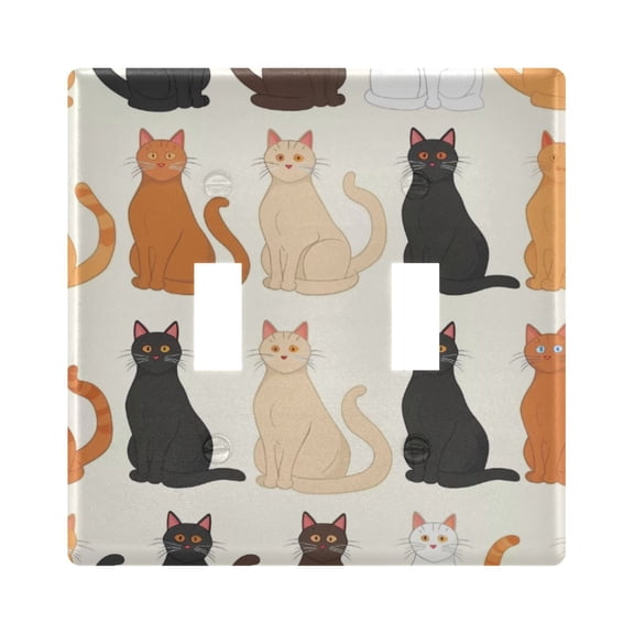 Sitting Cats Light Switch Cover Electrical Outlet Cover Replaceable Wall Plates 2-Gang