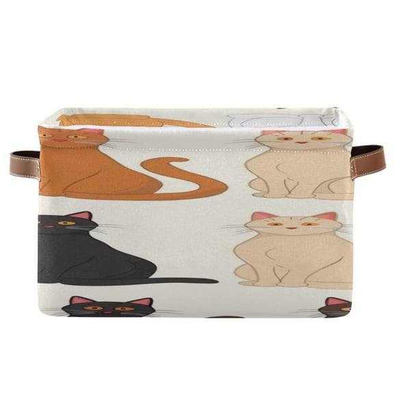 Sitting Cats Square Storage Bins with Handles Collapsible Containing Box 1 Pack