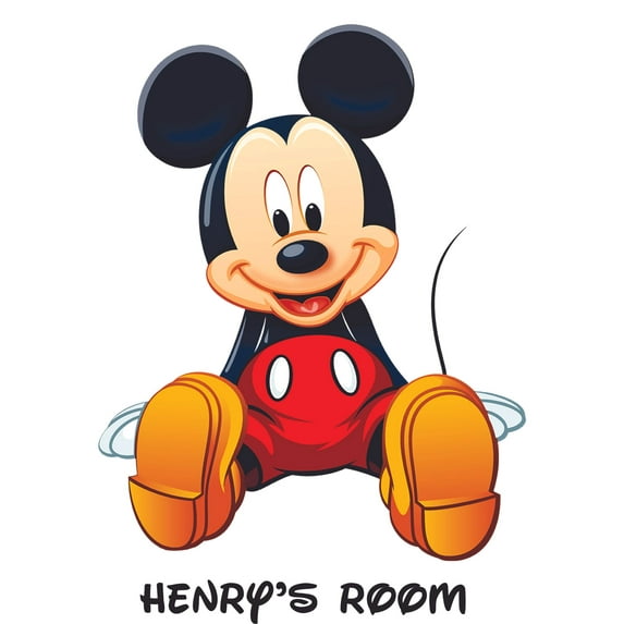 Sitting Disney Cartoon Customized Wall Decal - Custom Vinyl Wall Art - Personalized Name - Baby Girls Boys Kids Bedroom Wall Decal Room Decor Wall Stickers Decoration Size (30x27 inch)