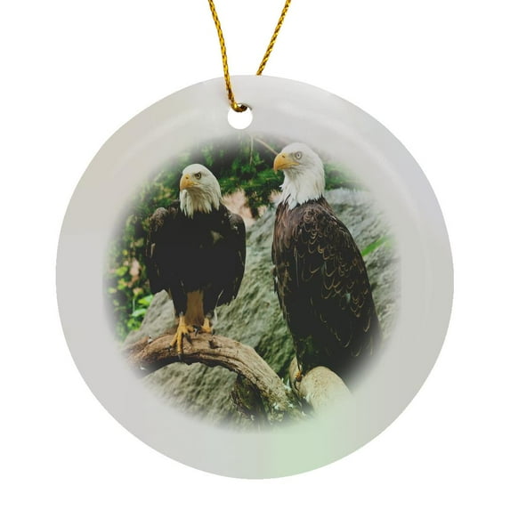 3drose, Sitting Eagles, Circle Porcelain Ornament