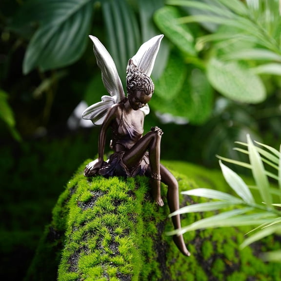 Sitting Fairy Statue Garden Ornament, Resin Craft Landscaping Yard Decoration Home Garden Decoration Outdoor