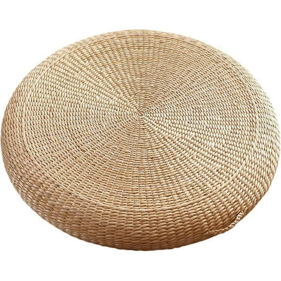Sitting Floor Pouf Cushion Pillow: Floor Pillow, Floor Cushions for Adults, 16 Inch/40 cm Round Natural Straw Handmade Breathable Tatami Sitting Cushion, for Home Decor, Meditating, Kneeling, Yoga