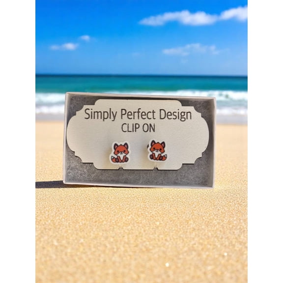 Simply Perfect Design, Sitting Fox Acrylic Clip o Karats n Earrings for Women and Kids - Sitting Fox Designs for Girls 4-6