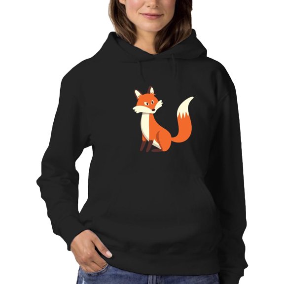 Sitting Fox Hoodie Women -SPIdeals Designs, Female x-Large