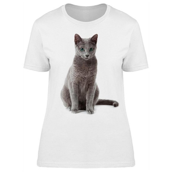 Sitting Full-body Russian Cat T-Shirt Women -Image by Shutterstock, Female XX-Large
