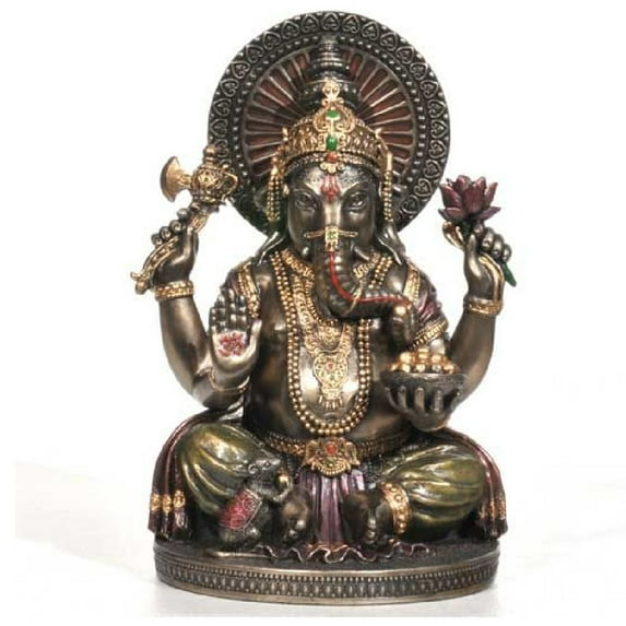 Sitting Ganesha Statue Figurine Bronze Color Hindu Hinduism Deity 6 Inch New