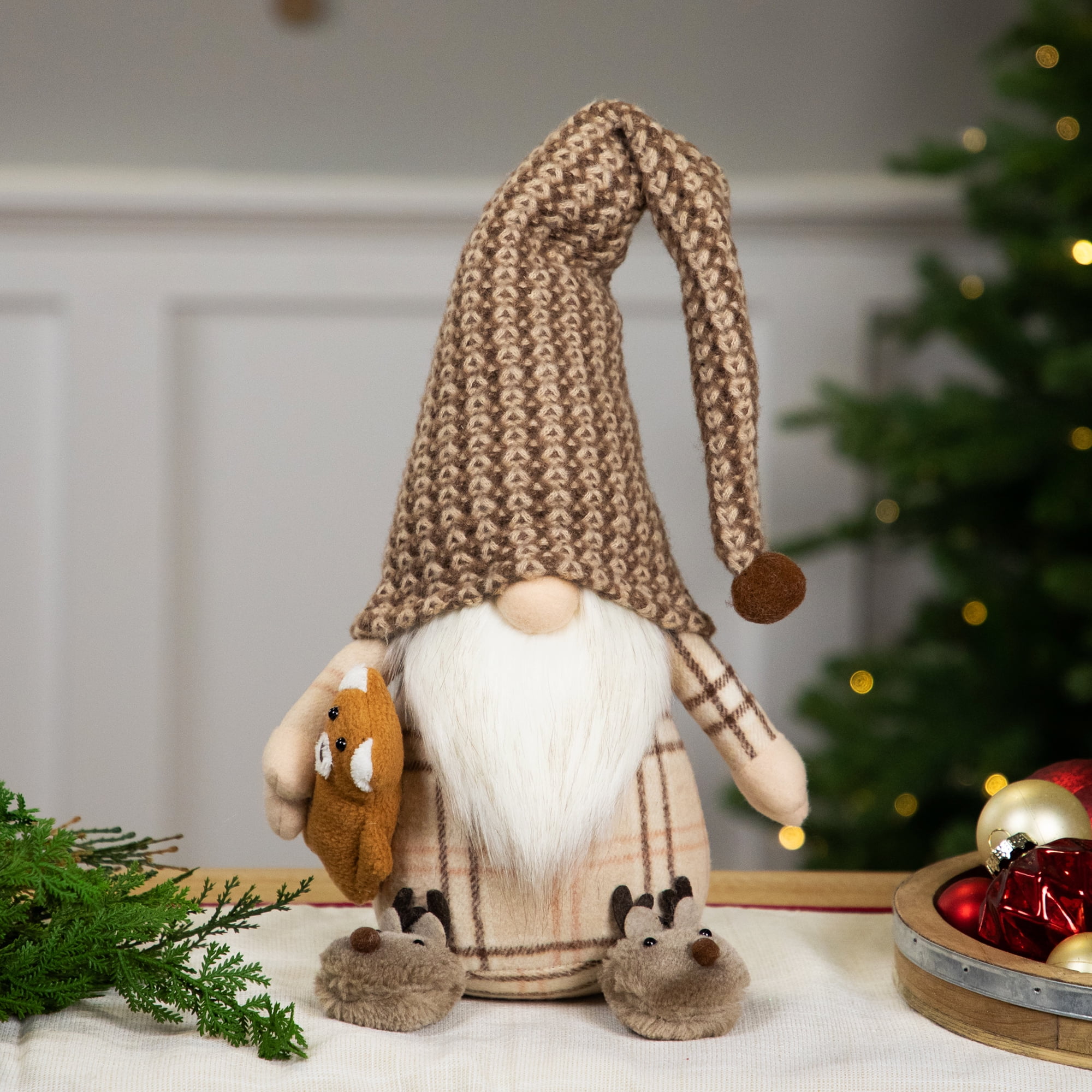 Sitting Gnome with Teddy Bear Christmas Figure - 14"