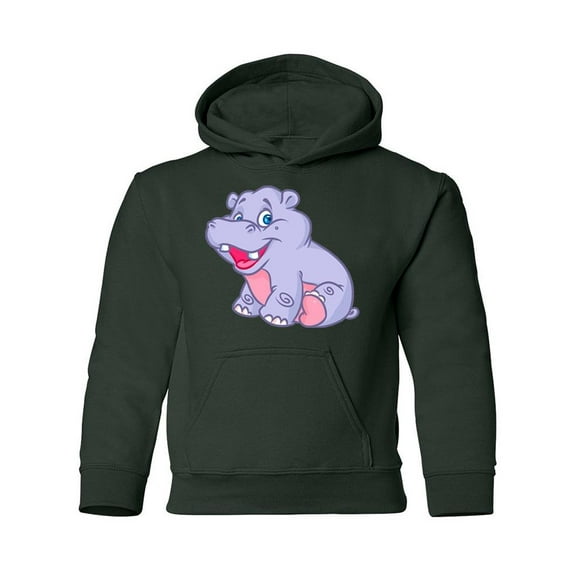 Sitting Hippo Hoodie Juniors -Image by Shutterstock,  Large