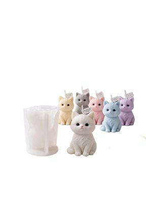Sitting Kitten Shaped Silicone Craft Mold, Flexible Reusable Casting Mould, Suitable For Aromatherapy Candle, Handmade Soap, Epoxy Resin, Gypsum Art Craft Supplies, Indoor DIY Decor