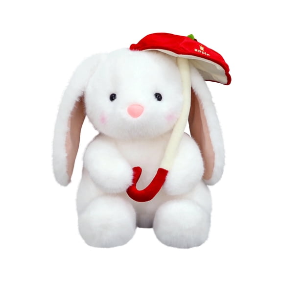 Sitting Lop Eared Rabbit, Easter White Rabbittuffed Bunny Animal with Apple Lovely Realistic Long-Earedtanding Pink Plush Toys, Present Gift for Adults