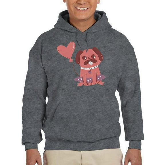 Sitting Lovely Pug Hoodie Men -Smartprints Designs, Male x-Large