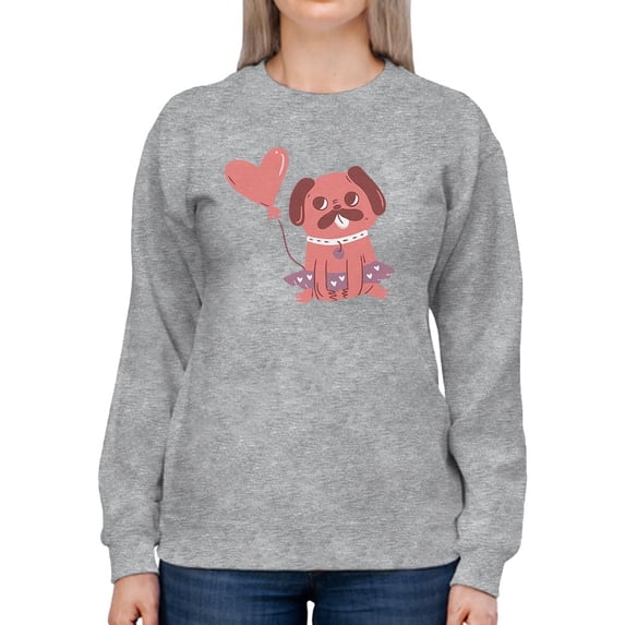 Sitting Lovely Pug Sweatshirt Women -Smartprints Designs, Female Medium
