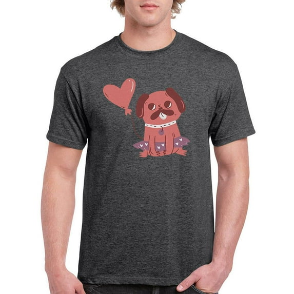 Sitting Lovely Pug T-Shirt Men -Smartprints Designs, Male Medium