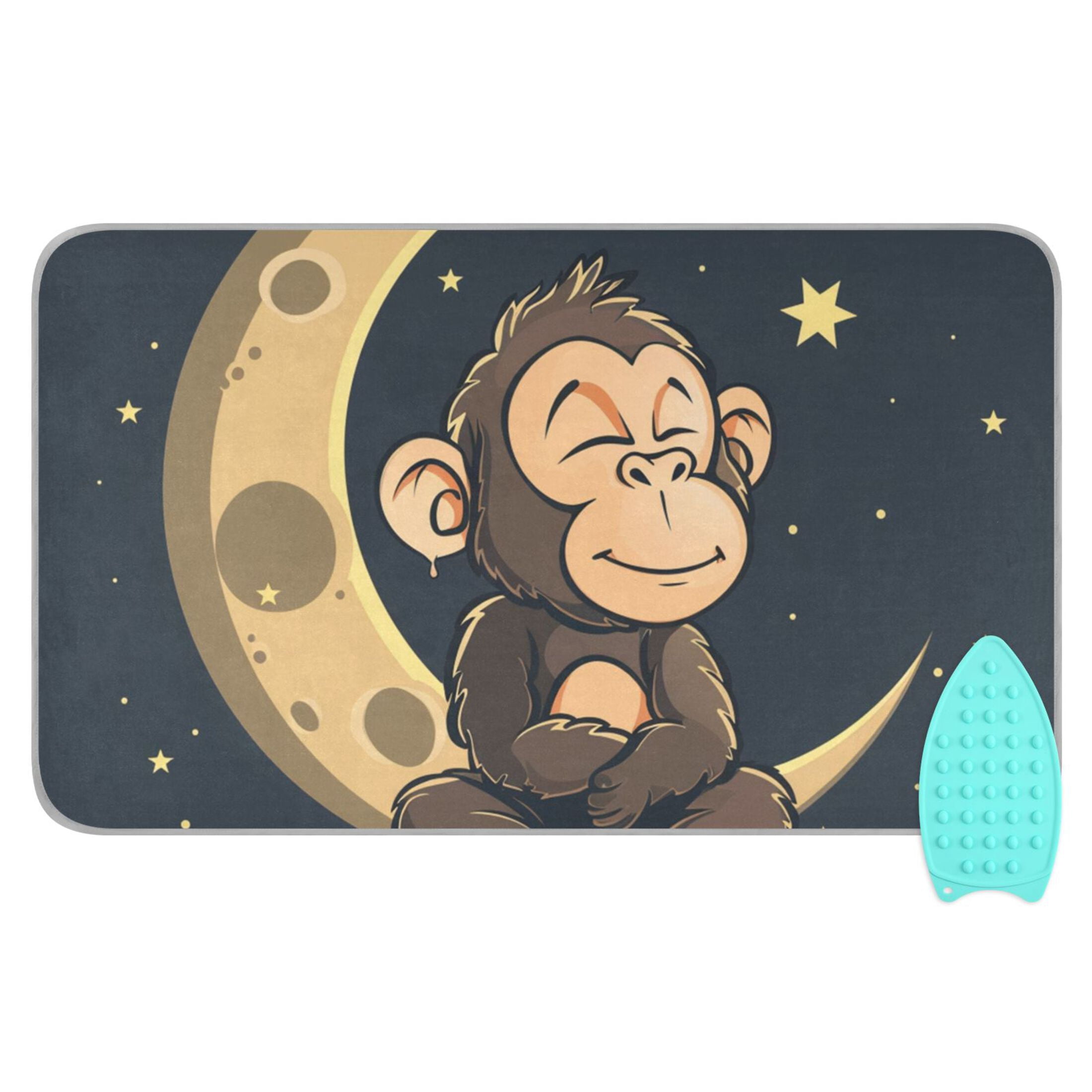 Sitting Monkey Moon Stars Ironing Mat Blanket Portable Travel Ironing Pad Heat Resistant Pad 47.2" x 27.6”