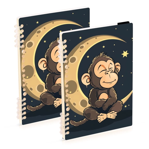 Sitting Monkey Moon Stars Notebook Detachable Coil Notebook Diary Plan Book A5 Size 60 Pages 1 Pack
