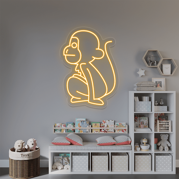 Sitting Monkey Neon Sign (Yellow, 22.5”(W)x31”(H))