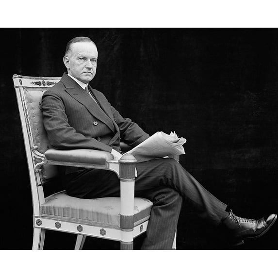 Sitting Portrait of President Coolidge 1924 - Style A - 20x30 Inch Laminated Poster - Stunning Detail and Bold Colors