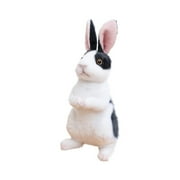 Sitting Pose 20Cm Upright Ear Plush Rabbit Stuffed Animal, Black & White Rabbit Plush Toy For Collection Decoration, Soft Plush Toy For S & Teens, Cute Standing Rabbit