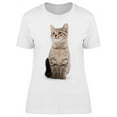 thumbnail image 1 of Sitting Shorthair Cat Looks Up T-Shirt Women -Image by Shutterstock, Female Medium, 1 of 2